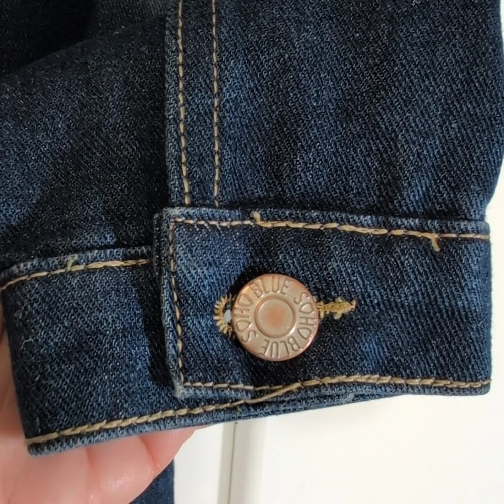 Soho Blue Kids Size Medium 10/12 Blue Denim Western Jean Jacket Full Button Down